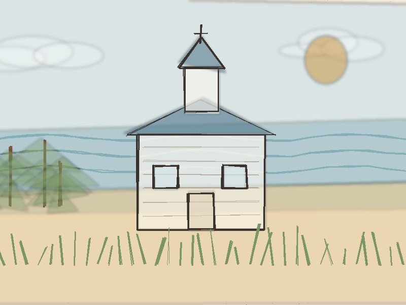 New England watercolor illustration for Church